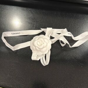 Chanel Camellia Flower Sticker decal with 45” x .75” ribbon